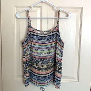 Pink Rose multi colored Aztec print cami blouse top